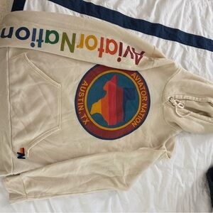 Aviator Nation hoodie: cream hoodie size medium with Austin, Texas label